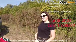 Feeling the Thrill of a Naked Strapon Orgasm in a Public Car with a Russian Amateur