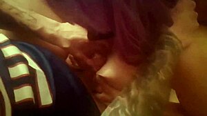 hotwife follada trio amateur backstage pareja real, fucking with husband and friend in mmf threesome.