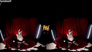 Helluva Boss test video for VR with big tits blonde in cosplay costumes