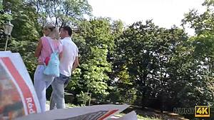 Petite 18+ Blonde Bent Over for Doggy Action While Cuckold Watches in Amateur Setup