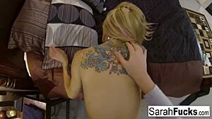 Busty Pornstar Sarah Fucks & Gets A Load On Her Tits