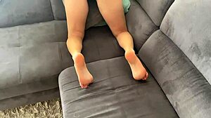 wife poses in black bikini homemade setting