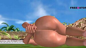 Animated 3D cartoon hentai with cute girl masturbating outdoors