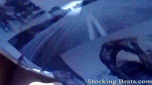 She is going to suck my toes in stockings.