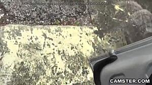 Amateur latina gets fucked hard in the backseat for cash, pov cumshot!