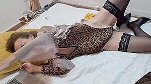 French Amateur Doggystyle in Satin Lingerie with Intense Rimjob Action