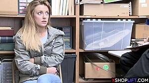 Blonde Petite 18+ Teen Thief Got Banged In The Back Office