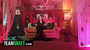 Whitney Wright Invites You to Halloween in Her Creepy House for Hardcore Sofa Action. Experience Wild Cowgirl and Intense Orgasms with Her!