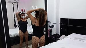 This is how my stepsister prepares to start recording in the highway hotel; she's a bit chubby but still has talent to entertain subscribers with real homemade content.