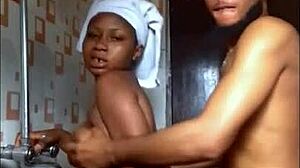 Real Africans POV Blowjob In Public Bathroom With Condom