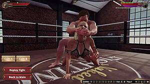 Ethan and Rosemary wrestle naked in 3D with rough doggystyle