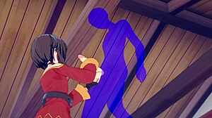 konosuba hentai - megumin handjob with cumshot in her face - japanese asian manga anime game porn