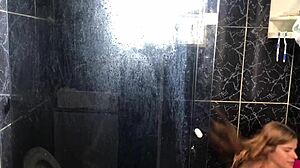 Young Guy Fucks Friend's Aunt in Bathroom.