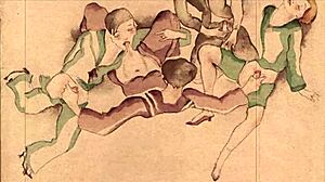 Detailed Vintage Erotic Illustration From Anime Hentai.