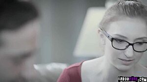 Jake Adams feeds Gracie May Green his juicy cock on her knees.