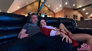 Busty Babe Sucks Cock Hard