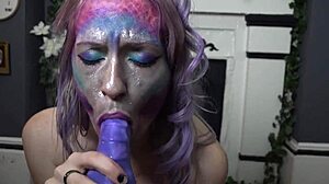 Pov fairy gives blowjob with facial