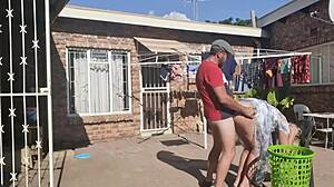 Amateur Outdoor Doggystyle Fucking While Removing Laundry!