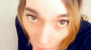 Sexy Shemale Craves Cock on Her Knees