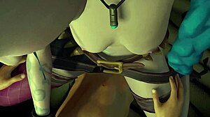 jinx feels excited playing league of legends hentai parody with big tits riding in pov anime scene