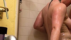Hot Milf Wife Bunnieandthedude Enjoys Anal Rimjob in Wet Shower