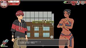 I'm getting a wild femdom handjob at the gym in this spooky hentai game