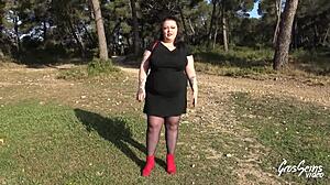 French brunette Jade with big tits gets assfucked.