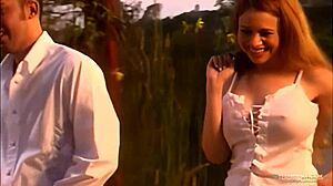 Seeing them banging makes the busty brunette eager for outdoor pummeling