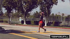 teenfidelity liza rowe, cute cheerleader, shakes pom poms for creampie