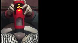 Shy Amateur Uses Machine For Intense Cumshot On Bed