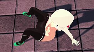 Spider-Gwen Gwen Stacy Fingers Herself and Gets Banged on Rooftop