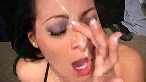 Sandra Romain rides big black cock in interracial cuckold scene.