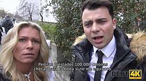 Debt4k horny wife cheats for cash right in front of husband