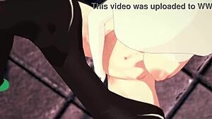 Spider-Gwen Gwen Stacy Fingers Herself and Gets Banged on Rooftop