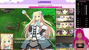 Vtuber LewdNeko moans loudly while playing Evenicle part 10, her big tits bouncing.