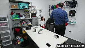 Brunette shoplifter callie jacobs spreadeagle fucked by pervy officer