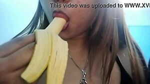 Seductive banana play with chubby asian