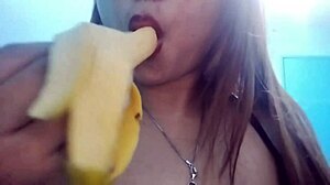 Seductive banana play with chubby asian