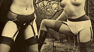 Vintage Lesbians Enjoy Outdoor Threesome In Nature