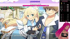 Vtuber LewdNeko moans loudly while playing Evenicle part 10, her big tits bouncing.