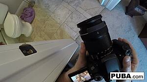 Busty Brett Rossi teases in motel room with big tits and ass