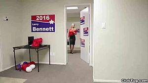 A smoking hot MILF blasting off a massive cock in steamy POV handjob