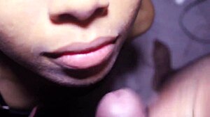 Beautiful Mexican Feels Intense Pleasure as Cum Covers Her Face