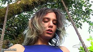 Aislynn swings open her hairy pussy for viewing