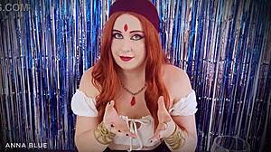 Fortune teller gives jerk off instructions in costume