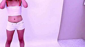 blonde with amazing looks uses her feet for public outdoor work