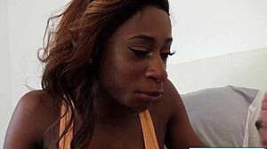 Ebony Kinsley facesits her stepdad with big tits.