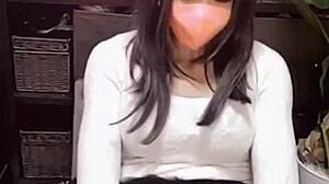 Ladyboy streams while masturbating cutely