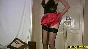 Fira pisses for the camera, teasing with her fetish