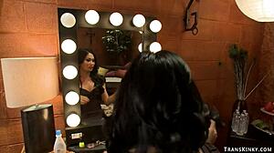 Shemale star dominates intern with intense anal action